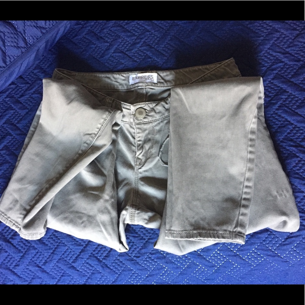 Olive green ripped jeans